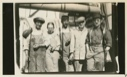 Image of Men who were loading coal at Battle Harbor- left to right- Stewart, Doyle, Walke